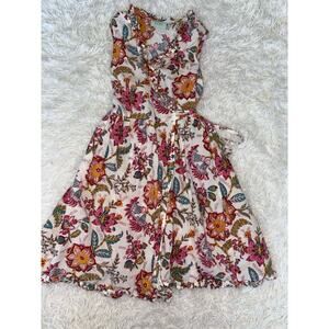 Anokhi Koki Girls Sz. 6/7 Floral Wrap Dress. Beautiful, Soft, Exc. Quality